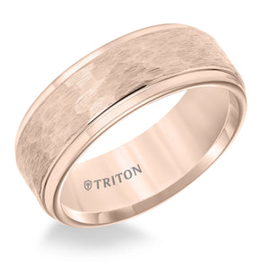 Triton Gents 8mm Hammered Texture Rose Tungsten Carbide Comfort Fit Band 11-3288RC-G.00