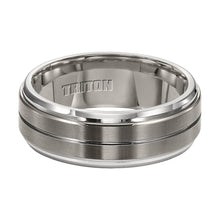 Load image into Gallery viewer, Triton Gents 8mm Titanium Horizontal Center Cut Line Comfort Fit Band 11-3295T-G.00
