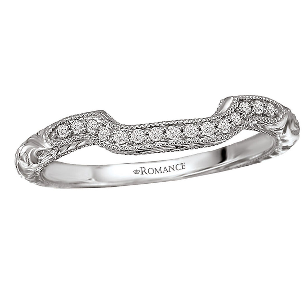 White Gold 1.3 Carat Weight Curved Matching Band with Milgrain