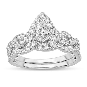 14K White Gold 1.40 Carat Best Seller Pear Diamond Bridal Ring