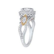 Load image into Gallery viewer, Emerald Cut Semi-Mount Side Stone Diamond Halo Engagement Ring CARIZZA CAE0175EH-37WY
