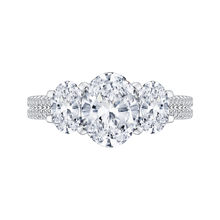 Load image into Gallery viewer, 14K White Gold Oval Cut Diamond Three Stone Cathedral Style Engagement Ring CARIZZA CAO0190EH-37W-1.75
