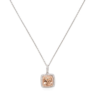 Effy 14K Rose & White Gold Diamond&comma; Morganite Pendant