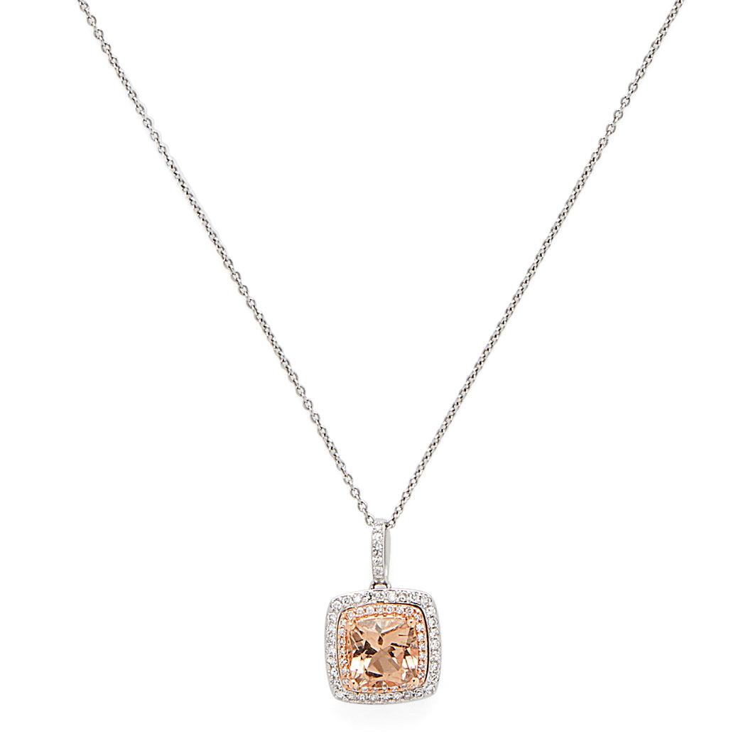 Effy 14K Rose & White Gold Diamond, Morganite Pendant
