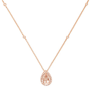 Effy 14K Rose Gold Diamond&comma; Morganite Pendant