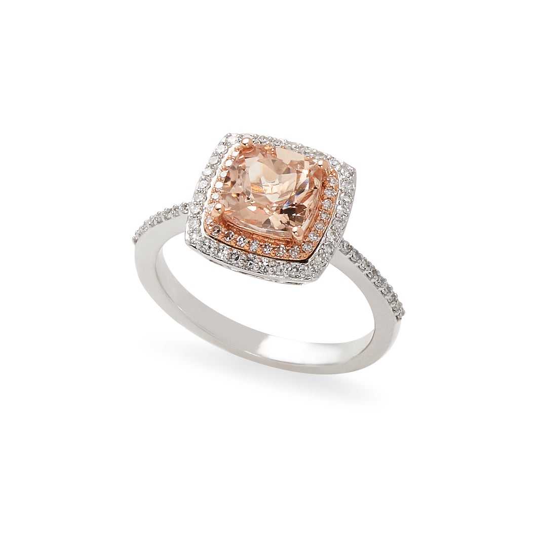 Effy 14K Rose & White Gold Diamond, Morganite Ring