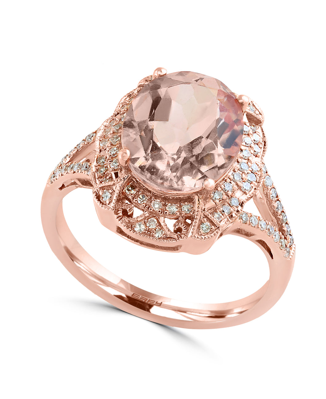 Effy 14K Rose Gold Diamond & Morganite Ring