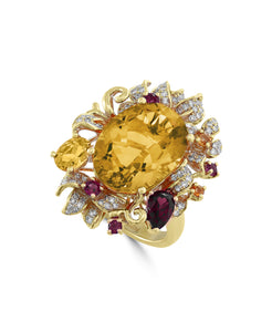 Effy 14K Rose & White Gold Diamond & Multicolor Ring