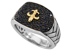 Load image into Gallery viewer, EFFY 925 STERLING SILVER/14K YELLOW GOLD BLACK SAPPHIRE RING
