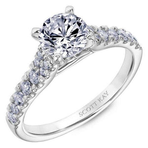 White Gold 0,35 Carat Diamond Pave Set Scott Kay Diamond Engagement Ring