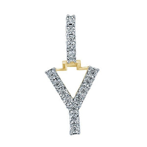 10kt Yellow Gold 0.13 Carat Weight "Y" Initial Diamond HipHop Pendant