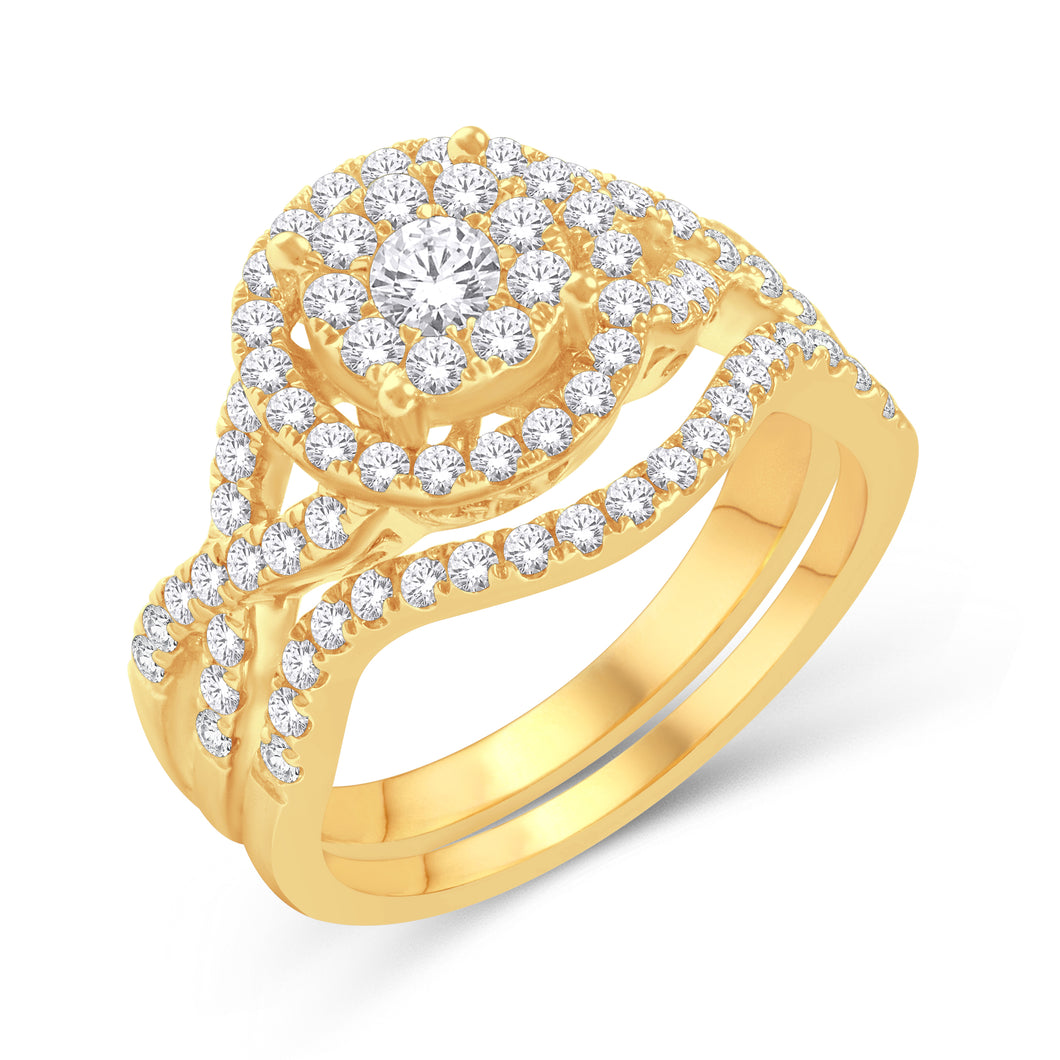10kt Yellow Gold 1.00 Carat Weight Endless Luster Round Glittera Bridal Ring