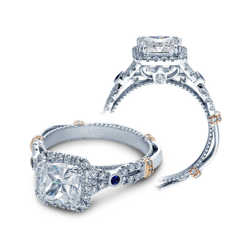 Verragio 14K White Gold Sapphire Diamond Engagement Ring CL-DL-109P