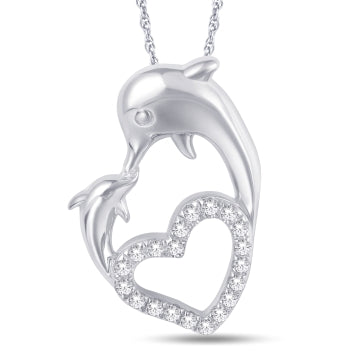 10kt White Gold 0.13 Carat Weight Hearts Fashion Pendant