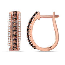 Load image into Gallery viewer, 14kt Rose Gold 0.52 Carat Weight Chocolate Hoops
