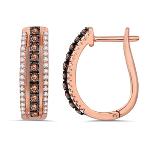 14kt Rose Gold 0.52 Carat Weight Chocolate Hoops