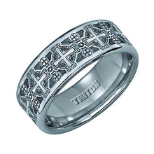 Load image into Gallery viewer, Triton 8mm Tungsten Carbide Cross Laser Pattern Comfort Fit Band 11-2141C-G.00
