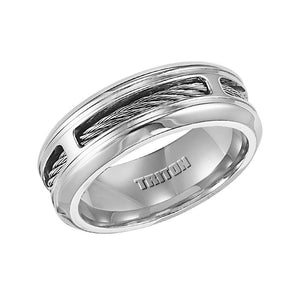 Triton Gents 7mm Cable Inlay Stainless Steel Comfort Fit Band 11-2145S-G.00