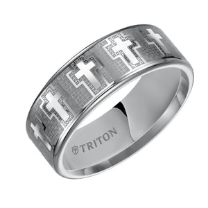 Triton Gents 8mm Tungsten Carbide Laser Pattern Comfort Fit Band 11-2170C-G.00