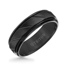 Load image into Gallery viewer, Triton Gents 7mm Black Tungsten Carbide Flat Comfort Fit Band 11-2215BC-G.01
