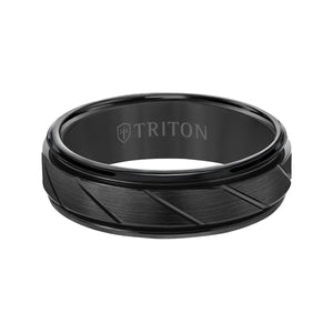 Triton Gents 7mm Black Tungsten Carbide Flat Comfort Fit Band 11-2215BC-G.01