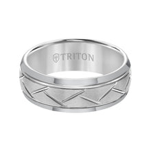 Load image into Gallery viewer, Triton Gents 8mm Tungsten Carbide Brush Finish With Diagonal Cuts Comfort Fit Band 11-2892C-G.00
