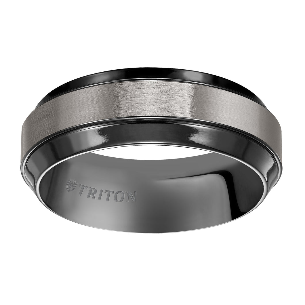 Triton Gents Black Titanium Beveled Edge Comfort Fit Band 11-2993BT-G.01
