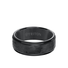Load image into Gallery viewer, Triton Gents 8mm Black Tungsten Carbide Satin Hammer Texture Comfort Fit Band 11-3288BC-G.00
