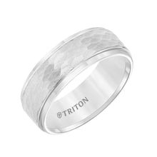 Load image into Gallery viewer, Triton Gents 8mm Hammered Texture White Tungsten Carbide Comfort Fit Band 11-3288HC-G.01
