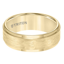 Load image into Gallery viewer, Triton Gents 8mm Hammered Texture Yellow Tungsten Carbide Comfort Fit Band 11-3288YC-G.00
