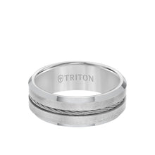 Load image into Gallery viewer, Triton Gents 8mm Tungsten Carbide With Steel Cable Inlay Comfort Fit Band 11-3289C-G.00

