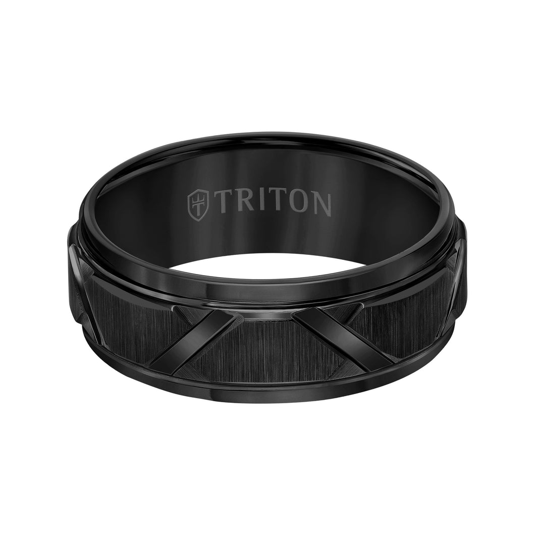 Triton Gents 8mm Black Tungsten Carbide Comfort Fit Band 11-4126BC-G.00