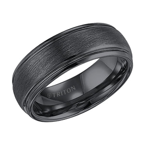 Triton Gents 8mm Black Tungsten Carbide Wire Brush Finish Band 11-4129BC-G.00