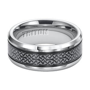 Triton Gents 9mm Black And White Tungsten Carbide Comfort Fit Band 11-4147MC-G.00