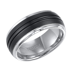 Triton Gents Black And White Tungsten Carbide Comfort Fit Band 11-4148MC-G.00