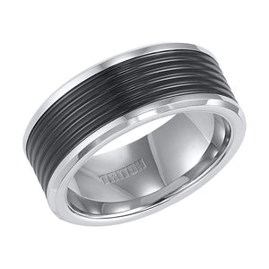 Triton Gents 9mm Black And White Tungsten Carbide Comfort Fit Band 11-4150MC-G.00
