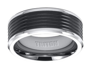 Triton Gents 9mm Black And White Tungsten Carbide Comfort Fit Band 11-4150MC-G.00