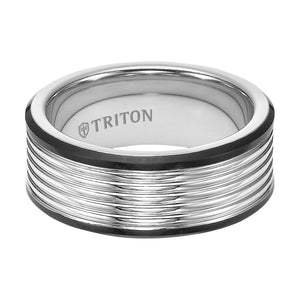 Triton Gents 9mm Black And White Tungsten Carbide Comfort Fit Band 11-4151MC-G.00
