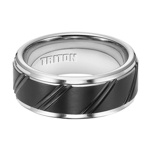 Triton Gents 9mm Black And White Tungsten Carbide Comfort Fit Band 11-4202MC-G.00