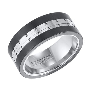 Triton Gents 9mm Black And White Tungsten Carbide Comfort Fit Band 11-4324MC-G.00