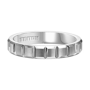 Triton Gents 4mm White Tungsten Carbide Comfort Fit Band With Vertical Cuts 11-4420HC-G.00
