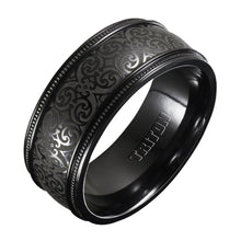 Load image into Gallery viewer, Triton Gents 9mm Black Titanium Laser Pattern Comfort Fit Band 11-4432BT-G.00
