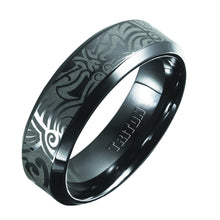 Load image into Gallery viewer, Triton Gents 7mm Black Titanium Laser Cut Pattern Comfort Fit Band 11-4433BT-G.00

