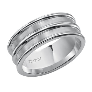 Triton Gents 9mm White Tungsten Carbide Raised Rim Band 11-4437HC-G.00