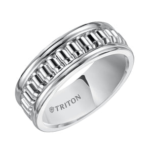Triton Gents 8mm White Tungsten Comfort Fit Band 11-4833HC-G.00