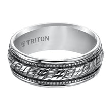 Load image into Gallery viewer, Triton Gents 8mm Sterling Silver Woven Milgrain Comfort Fit Band With Black Oxidation 11-4926SV-G.00
