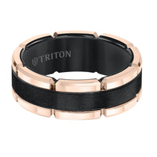 Load image into Gallery viewer, Triton Gents 8mm Black Tungsten Carbide Rose Rim Comfort Fit Band 11-5252RBC-G.00
