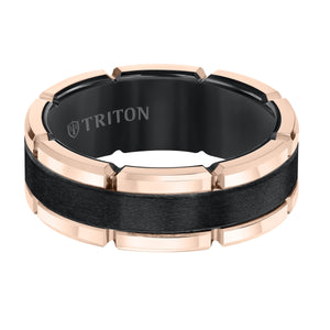 Triton Gents 8mm Black Tungsten Carbide Rose Rim Comfort Fit Band 11-5252RBC-G.00