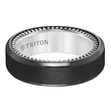 Load image into Gallery viewer, Triton Gets 7mm Bevel Edge Black Titanium And Silver Comfort Fit Band 11-5637BV-G.00
