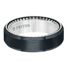 Load image into Gallery viewer, Triton Gents 7mm Black Titanium And Sterling Silver Comfort Fit Band 11-5638BV-G.00
